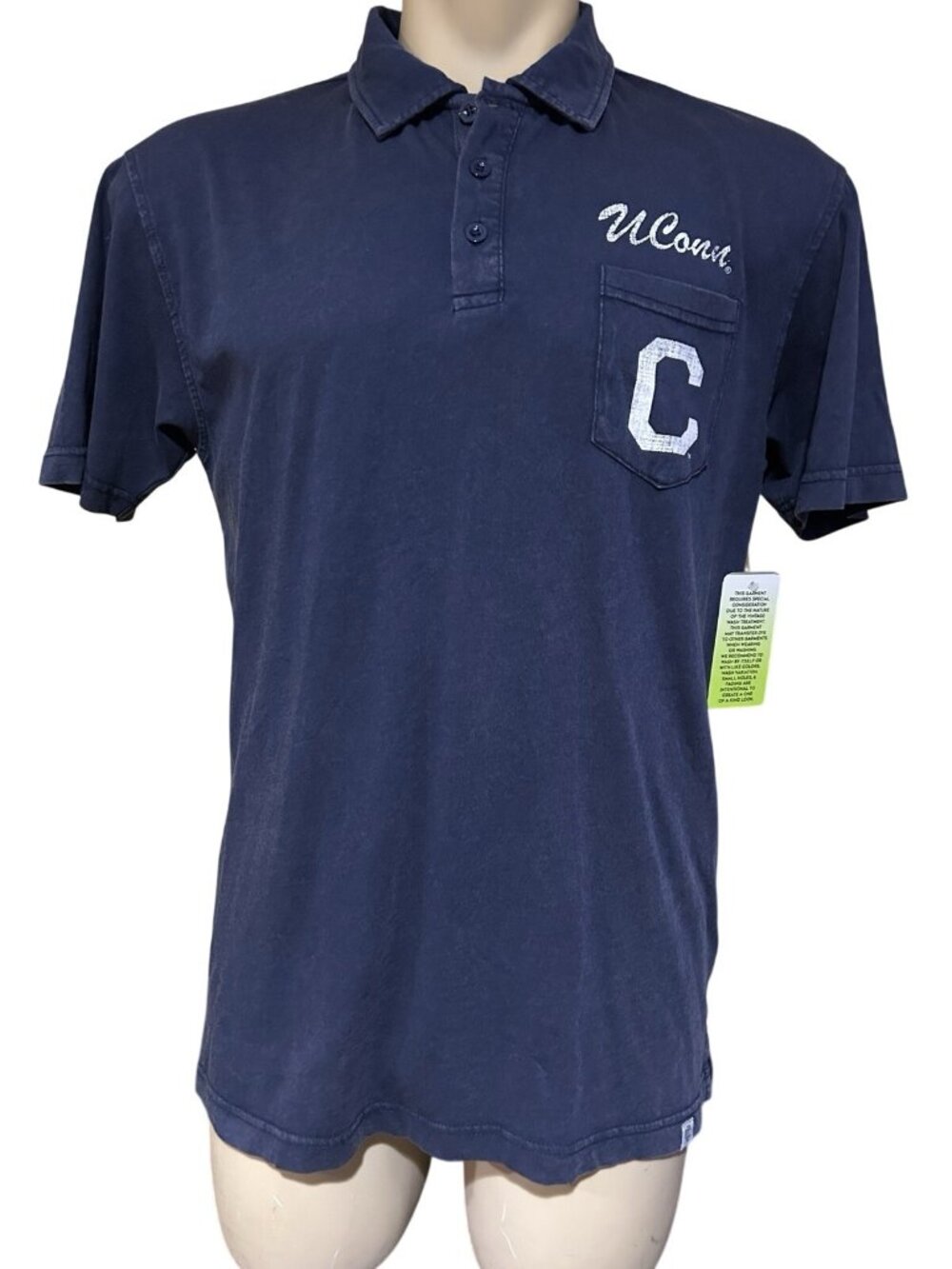 NEW Connecticut UConn Huskies Polo Shirt Cotton Prewash Button Collared Mens L